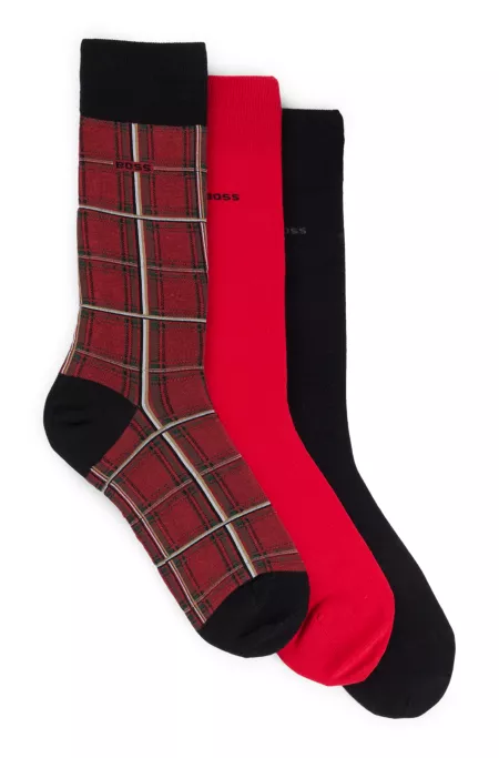 Three-pack of regular-length socks with logo details