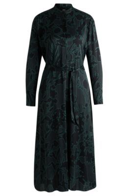 Robe en soie m&eacute;lang&eacute;e avec imprim&eacute; &agrave; fleurs et ceinture amovible, Fantaisie