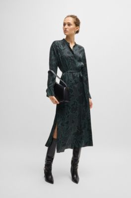 Robe en soie m&eacute;lang&eacute;e avec imprim&eacute; &agrave; fleurs et ceinture amovible, Fantaisie