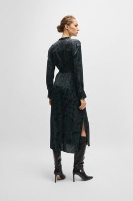 Robe en soie m&eacute;lang&eacute;e avec imprim&eacute; &agrave; fleurs et ceinture amovible, Fantaisie
