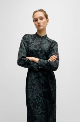 Robe en soie m&eacute;lang&eacute;e avec imprim&eacute; &agrave; fleurs et ceinture amovible, Fantaisie