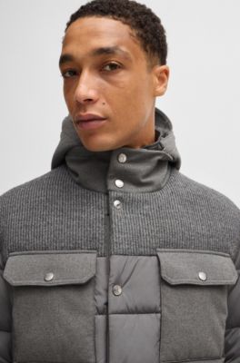 Water-repellent regular-fit jacket in mixed materials, Grey