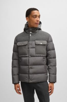 Water-repellent regular-fit jacket in mixed materials, Grey