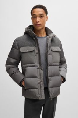 Water-repellent regular-fit jacket in mixed materials, Grey