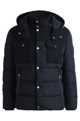 Chaqueta regular fit repelente al agua en mezcla de materiales, Azul oscuro