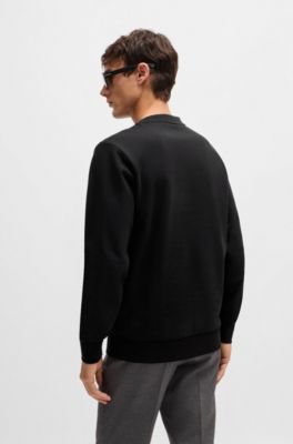 Sudadera de felpa de algod&oacute;n con logo flocado estampado, Negro