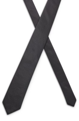 Silk tie with jacquard pattern, Grey