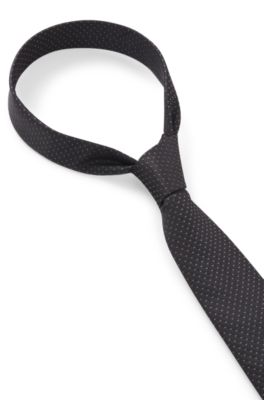 Silk tie with jacquard pattern, Grey