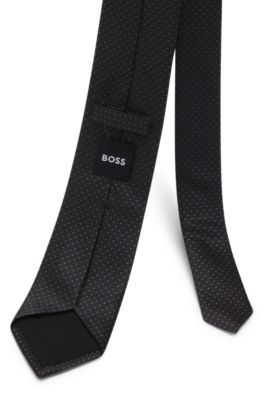 Silk tie with jacquard pattern, Grey