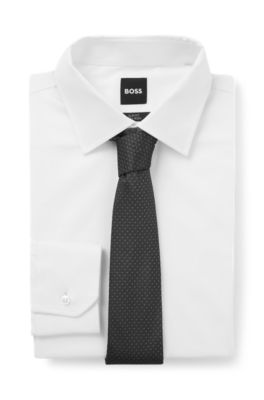 Silk tie with jacquard pattern, Grey