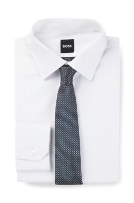 Silk tie with jacquard pattern, Dark Blue