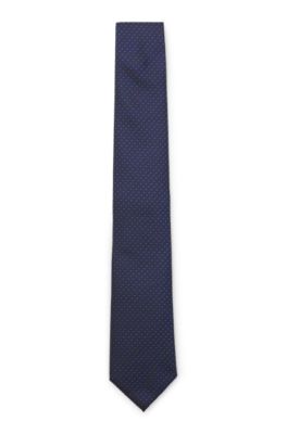 Hugo Boss Silk Tie With Jacquard Pattern In Dark Blue