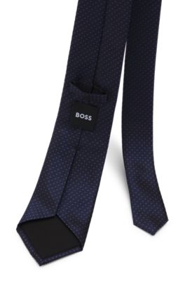 Silk tie with jacquard pattern, Dark Blue