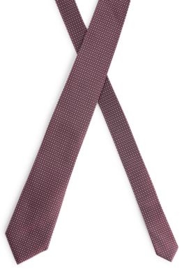 Silk tie with jacquard pattern, Dark Red