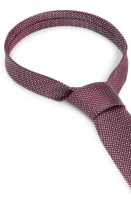 Silk tie with jacquard pattern, Dark Red