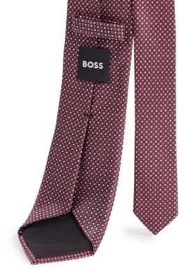 Silk tie with jacquard pattern, Dark Red