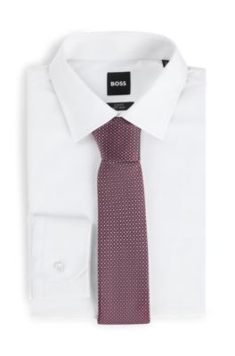 Silk tie with jacquard pattern, Dark Red