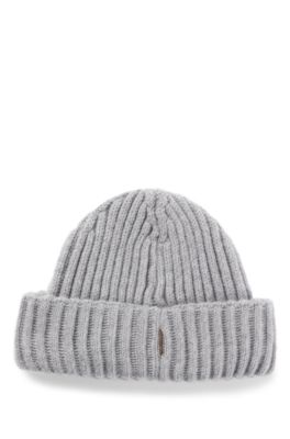 Gorro de pescador en lana virgen y cashmere, Gris claro