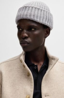 Gorro de pescador en lana virgen y cashmere, Gris claro