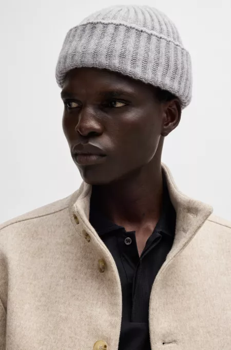 Fisherman beanie hat in virgin wool and cashmere