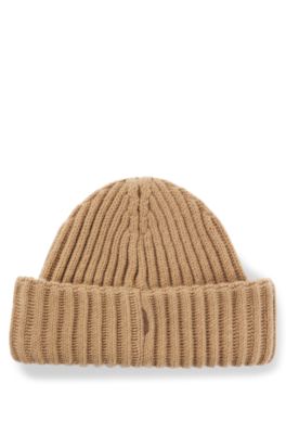 Fisherman beanie hat in virgin wool and cashmere, Beige