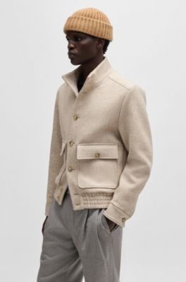 Fisherman beanie hat in virgin wool and cashmere, Beige