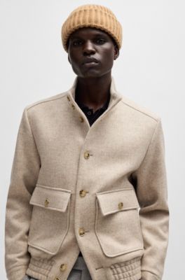 Fisherman beanie hat in virgin wool and cashmere, Beige