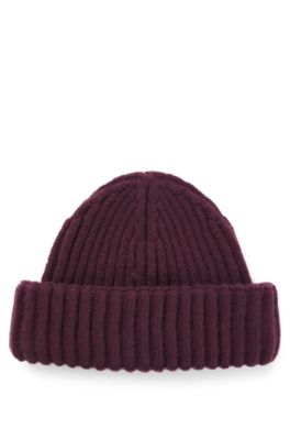 Gorro de pescador en lana virgen y cashmere, P&uacute;rpura oscuro