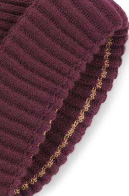 Gorro de pescador en lana virgen y cashmere, P&uacute;rpura oscuro