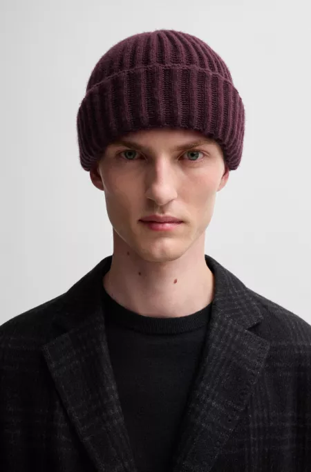 Fisherman beanie hat in virgin wool and cashmere