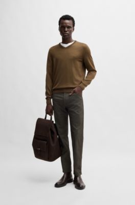 Casual regular-fit trousers in anti-wrinkle twill, Light Beige