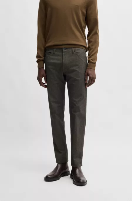 Casual regular-fit trousers in anti-wrinkle twill