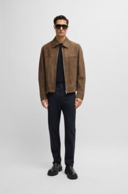 Casual regular-fit trousers in anti-wrinkle twill, Dark Blue