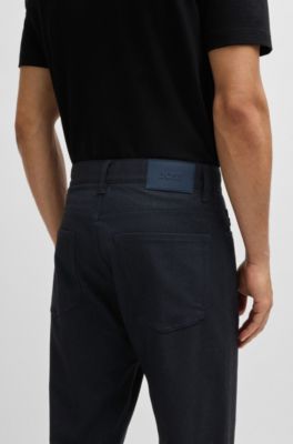 Casual regular-fit trousers in anti-wrinkle twill, Dark Blue