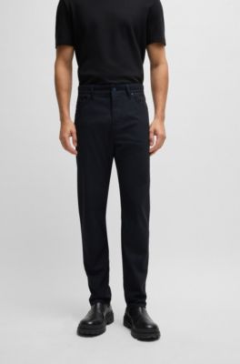 Casual regular-fit trousers in anti-wrinkle twill, Dark Blue