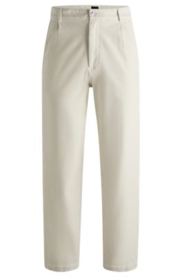 Relaxed-fit trousers in stretch-cotton velvet, White