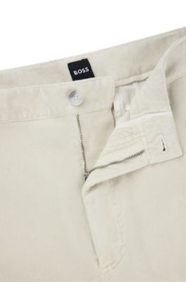 Relaxed-fit trousers in stretch-cotton velvet, White