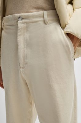 Relaxed-fit trousers in stretch-cotton velvet, White