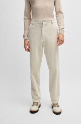 Relaxed-fit trousers in stretch-cotton velvet, White