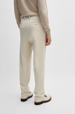 Relaxed-fit trousers in stretch-cotton velvet, White