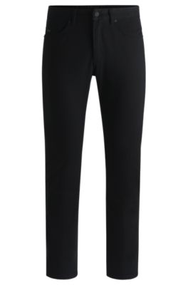 Delaware garment-dyed trousers in stretch-cotton gabardine, Black