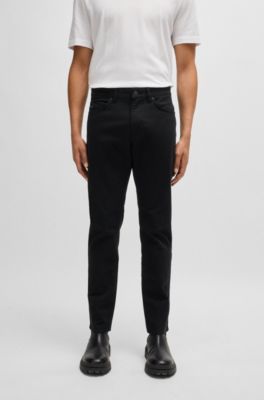 Delaware garment-dyed trousers in stretch-cotton gabardine, Black