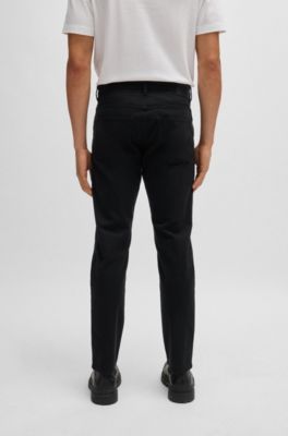 Delaware garment-dyed trousers in stretch-cotton gabardine, Black