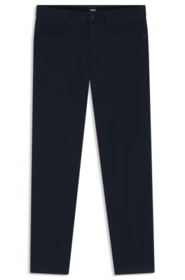 Delaware Slim-fit trousers in brushed satin, Dark Blue