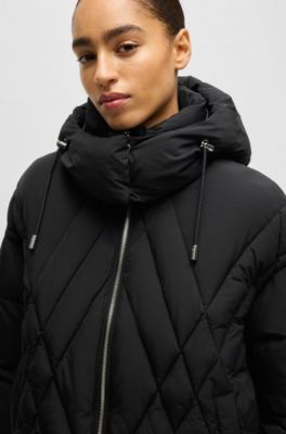 Water-repellent jacket with seasonal quilting, Black