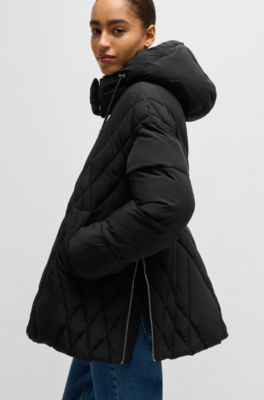 Water-repellent jacket with seasonal quilting, Black