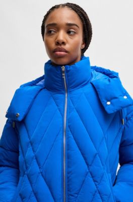 Veste d&eacute;perlante &agrave; matelassage saisonnier, Bleu