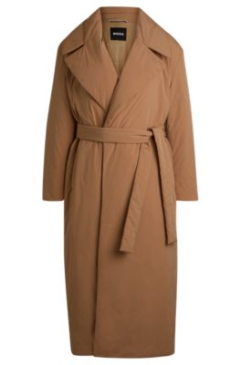 Manteau matelass&eacute; d&eacute;perlant avec ceinture &agrave; nouer, Beige