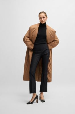 Manteau matelass&eacute; d&eacute;perlant avec ceinture &agrave; nouer, Beige
