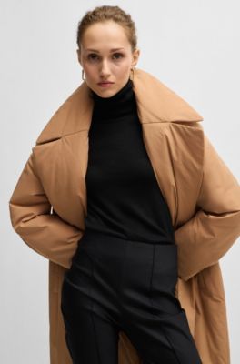 Manteau matelass&eacute; d&eacute;perlant avec ceinture &agrave; nouer, Beige